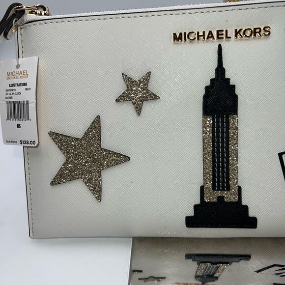 Michael Kors Illustrations NYC White Wristlet - Picture 2 of 10